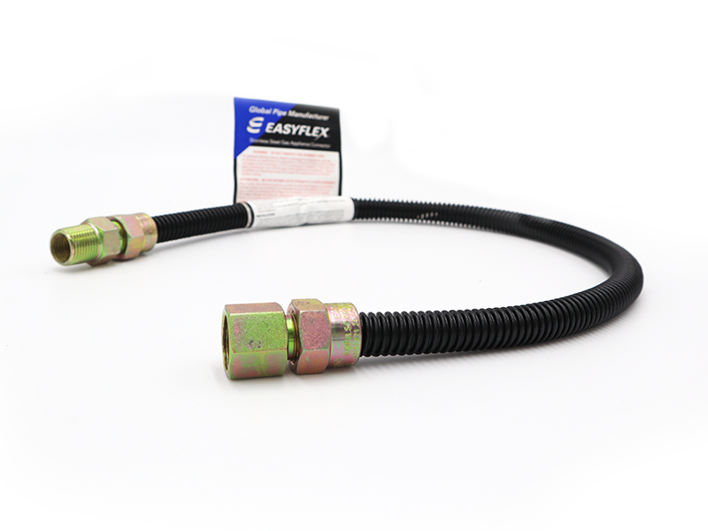 1/2” OD (3/8” ID) <br> Black Coated <br> Stainless Steel <br> Gas Connector