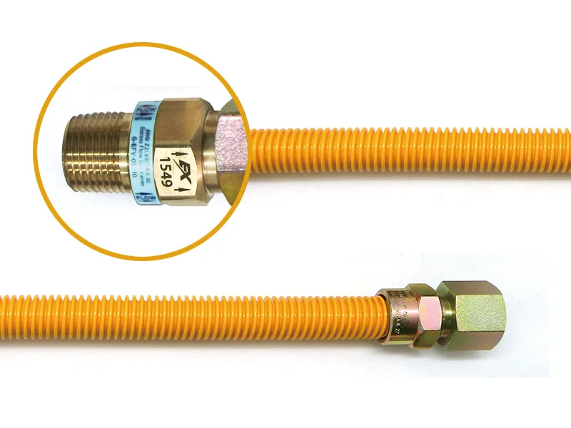 1/2” OD (3/8” ID) <br> Yellow Coated <br> Stainless Steel <br> Gas Connector